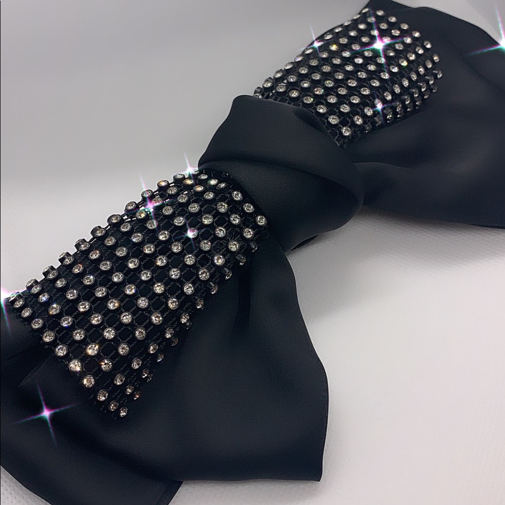 Giant black rhinestone bow